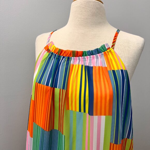 J. NNA Multicolor Patchwork Tiered Maxi Tank Colorful Dress Sz M - Picture 2 of 11